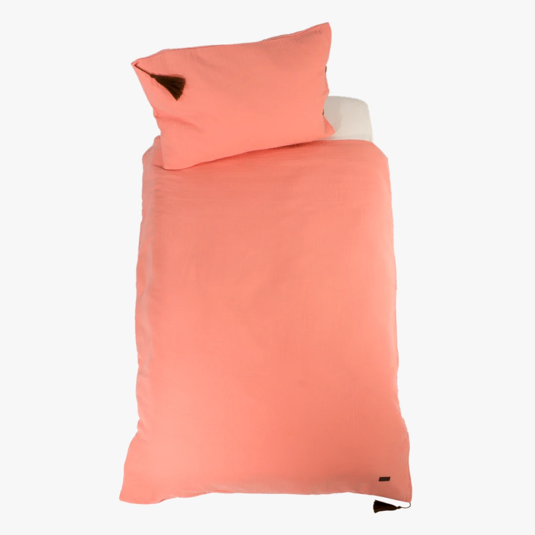 Kinderbettwäsche-Set Sanna, Musselin, koralle, 100x135 cm