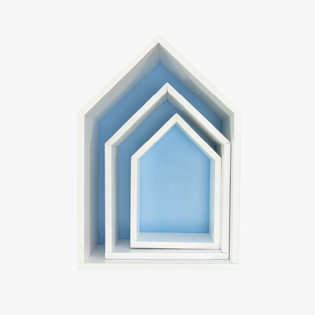 Hausregal Elise, 3er-Set, blau, verschiedene Größen