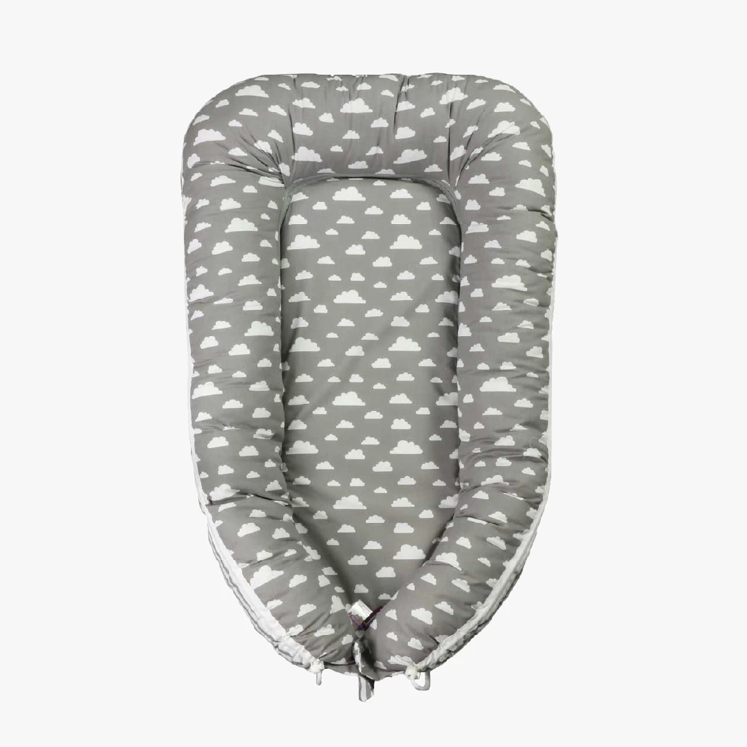 Babynest Clara mit Reißverschluss, grau, 105x60 cm