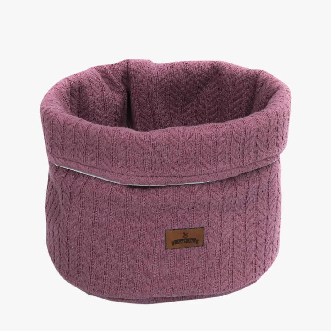 Aufbewahrungskorb Thea im Zopfstrickmuster, beere, 22x22 cm