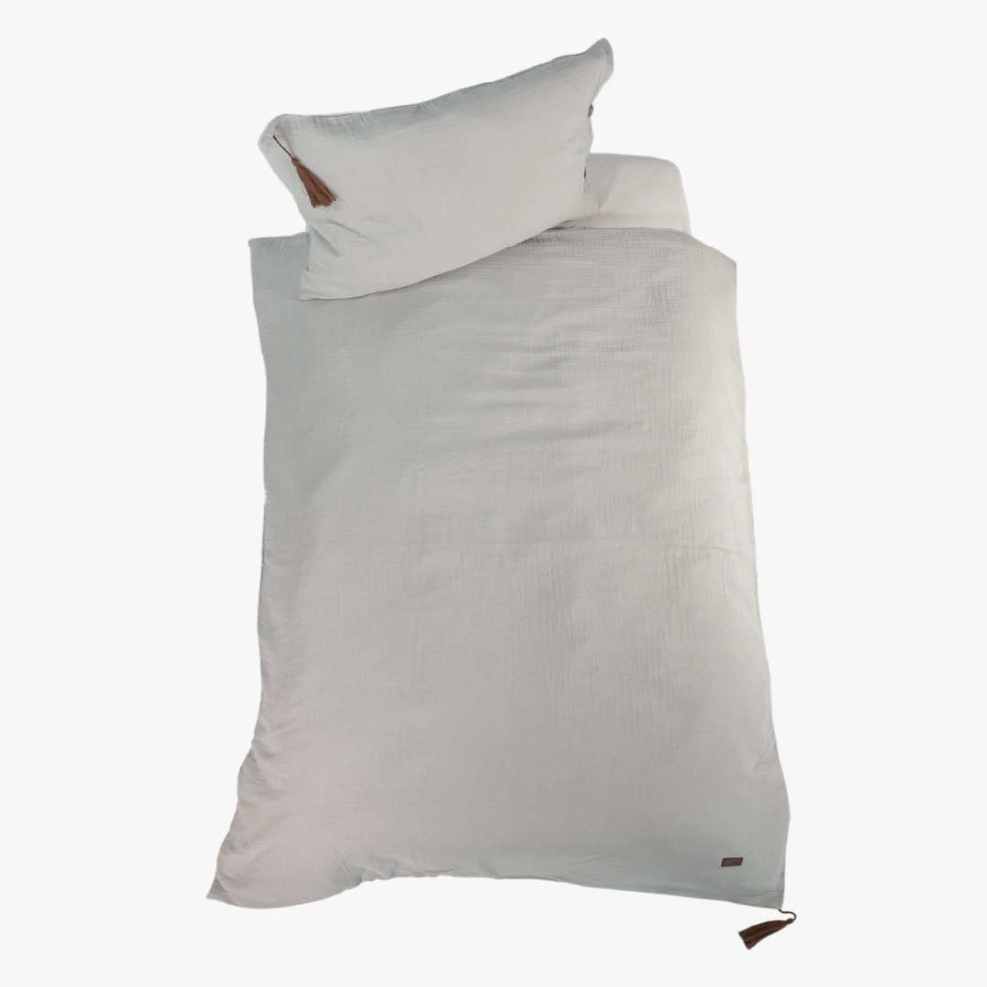 Kinderbettwäsche-Set Emma, Musselin, grau, 100x135 cm