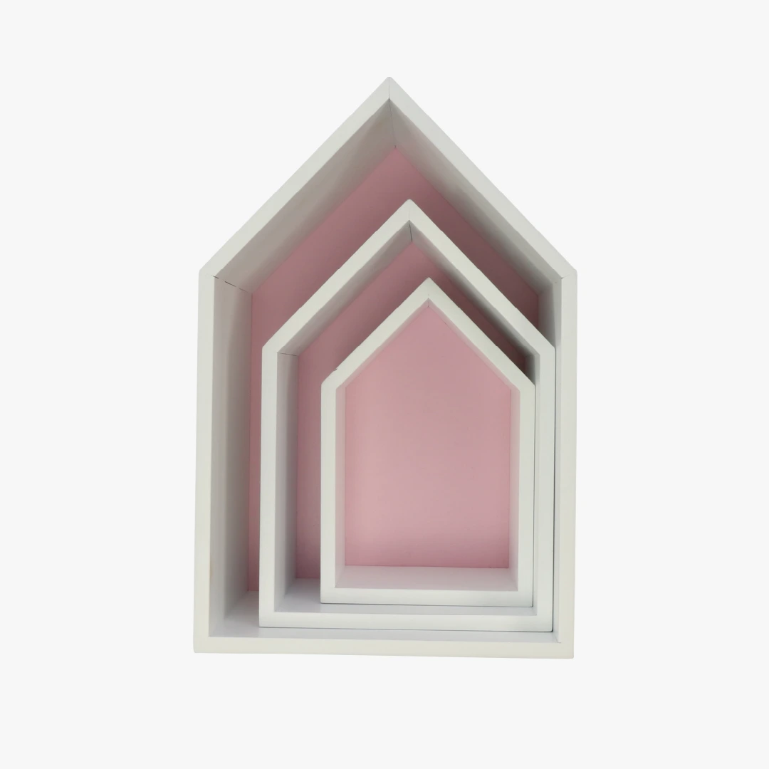 Hausregal Elise, 3er-Set, rosa, verschiedene Größen