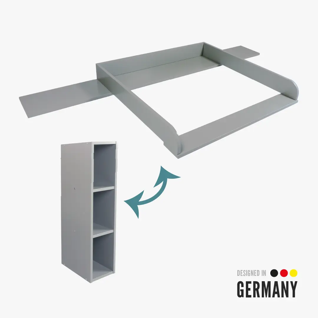 Bundle - Wickelaufsatz Lorenz mit Stauraumregal Mikkel für IKEA Malm, grau