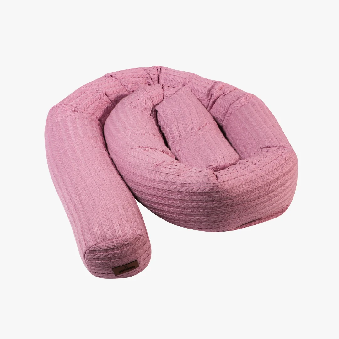 Bett-/Wickelumrandung Aurora im Zopfstrickmuster, altrosa, 10x208 cm