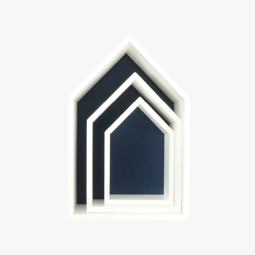 Hausregal Elise, 3er-Set, dunkelblau, verschiedene Größen